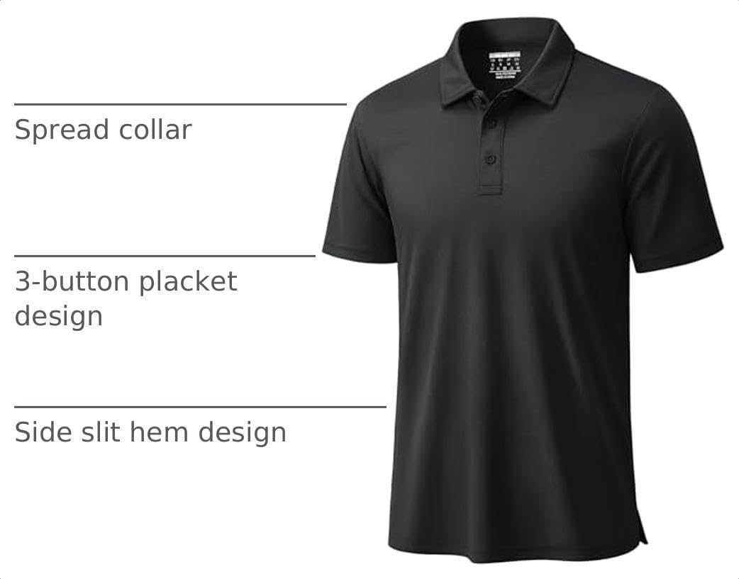 TACVASEN Men's Polo Shirts Short Sleeve Dry Fit Collared Golf Shirt