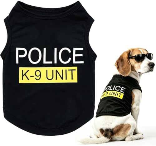 Dog Costumes, K9 Police Shirt, Pet Summer Soft Cotton Clothes for Halloween