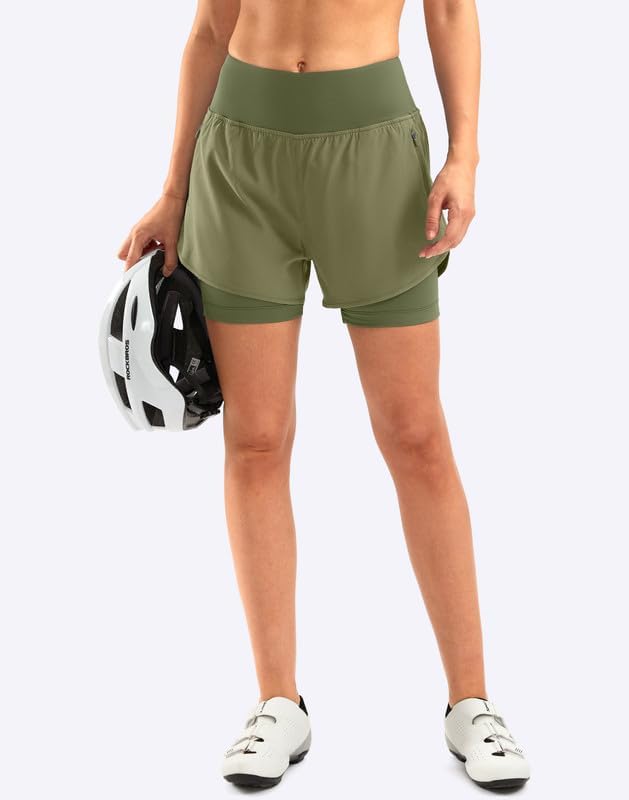 Bikewa Women's Mountain Bike Shorts 4D Padded Cycling Riding Biking Bicycle Biker Cycle Shorts for Women Zipper Pockets