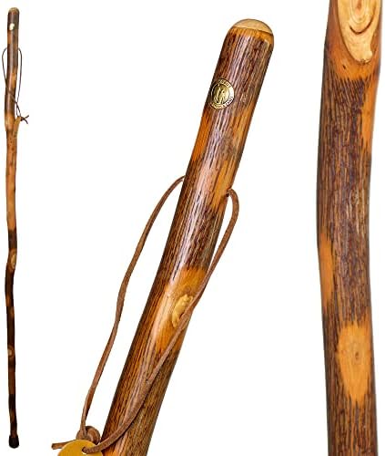 Brazos Rustic Wood Walking Stick, Hickory, Traditional Style Handle, for Men & Women, Made in The USA