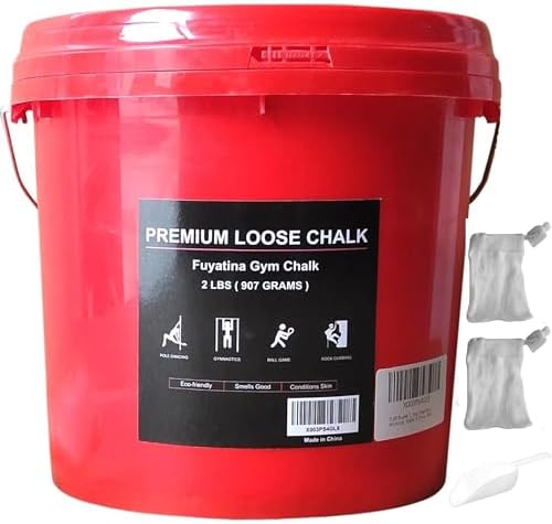 Fuyatina 2LBS Bucket Loose Gym Chalk, Professional Climbing Chalk, Includes 2LBS Premium Chalk Powder 2 Chalk Bags, Multi-Purpose for Rock Climbing Chalk, Gym Chalk, Weight Lifting Chalk and Workouts