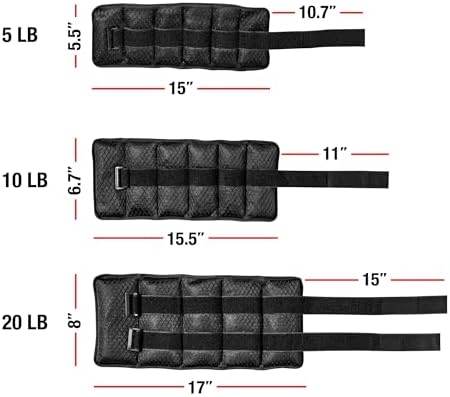 Adjustable ankle and wrist weights, 10 lbs each (1 pair, 20 lbs total) for women and men, with secure straps for walking, running, aerobics, and fitness
