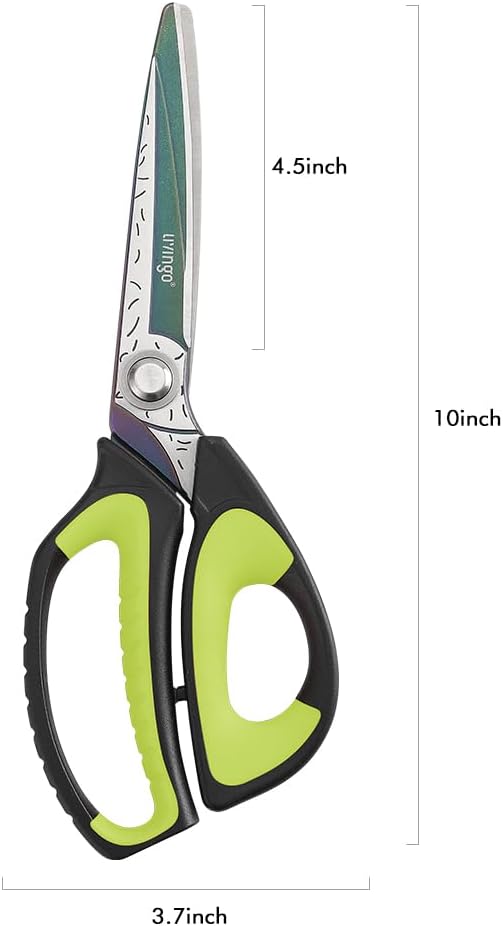 LIVINGO 10" Heavy Duty Multipurpose Shears for Shop & Garden (Green/Black)