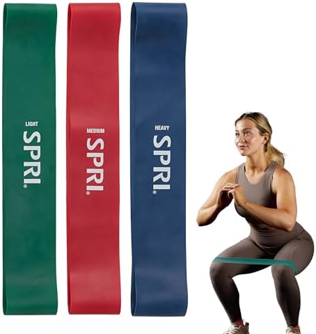 SPRI Mini Loop Bands Kit, Set of 3 - Light, Medium, Heavy Resistance Bands for Lower Body Workouts, Toning Muscles, and Exercise