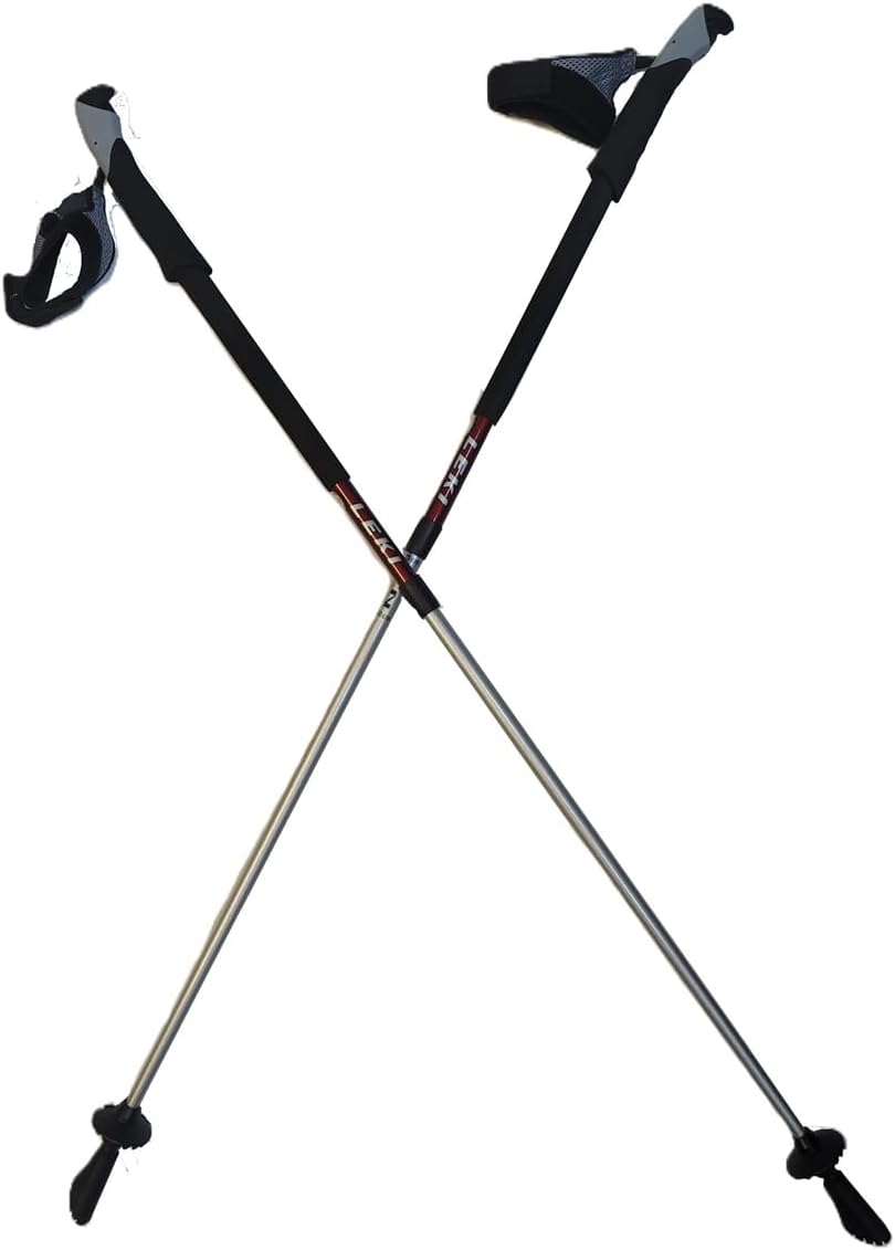 LEKI Nordic Walking Walker Unlimited Fully Adjustable Walking Pole 100-130cm Red