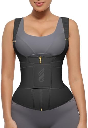 FeelinGirl Waist Trainer for Women Tummy Control Waist Cincher Belt Workout Body Shaper Vest with Adjustable Shoulder Strap
