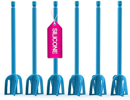 Epoxy Resin Mixer Silicone Paddles - 6 Reusable Pixiss Multipurpose Bidirectional Paint Stirrer for Drill Epoxy & Paint Mixer Drill Attachment - Paint Stirrers Epoxy Stirrer - Paint Mixer for Drill