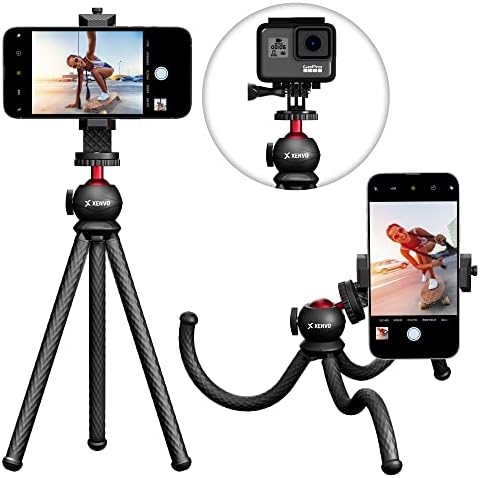 Xenvo SquidGrip Flexible Cell Phone Tripod and Portable Action Camera Holder - Compatible with iPhone, GoPro, Android, Samsung, Google Pixel and All Mobile Phones Red