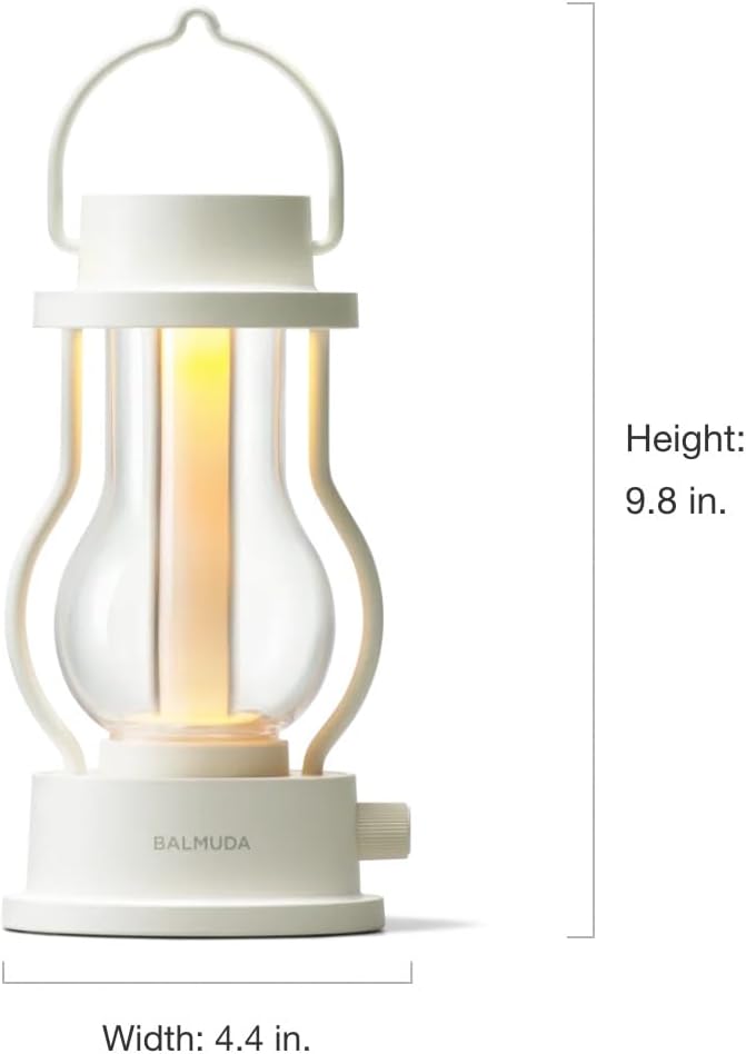 BALMUDA The Lantern | Rechargeable LED Lantern | 3 Light Modes: Candle, Amber, & Warm White | Battery Operated | Lightweight | Water-Resistant | US Version | White