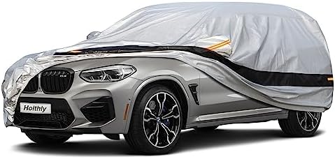 10 Layer SUV Car Cover Waterproof All Weather for Large SUV,100% Waterproof Outdoor Car Covers Rain Snow UV Dust Protection. Custom Fit for BMW X5, Toyota Highlander, Mercedes GLE,etc Silver