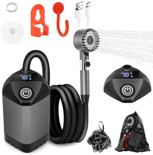 Portable Shower for Camping,7800mAh Rechargeable Camping Shower Pump
