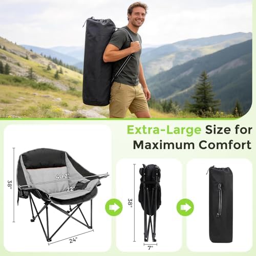 Suteck Oversized Camping Chairs for Adults - 500LBS Padded Camp Chair