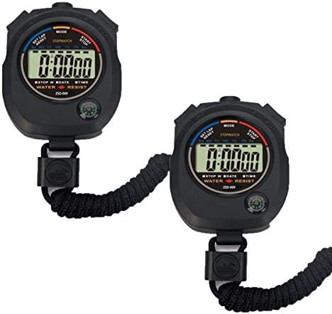 Pgzsy 2 Pack Multi-Function Electronic Digital Sport Stopwatch Timer, Large Display with Date Time and Alarm Function,Suitable for Sports Coaches Fitness Coaches and Referees,Pgzsy