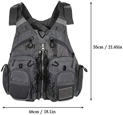 JKSPORTS Fly Fishing Vest - Fishing Safety Life Jacket for Swimming, Sailing, Boating, Kayak - Floating Multifunction Breathable Backpack for Men and Women - Adjustable, Grey/Green/Red/Blue