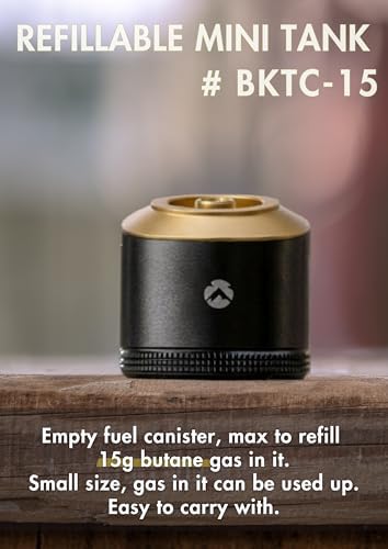CAMPINGMOON Refillable Gas Canister Empty Pocket Tank for Gas Lantern Backpacking Camping 15g Black BKTC-15
