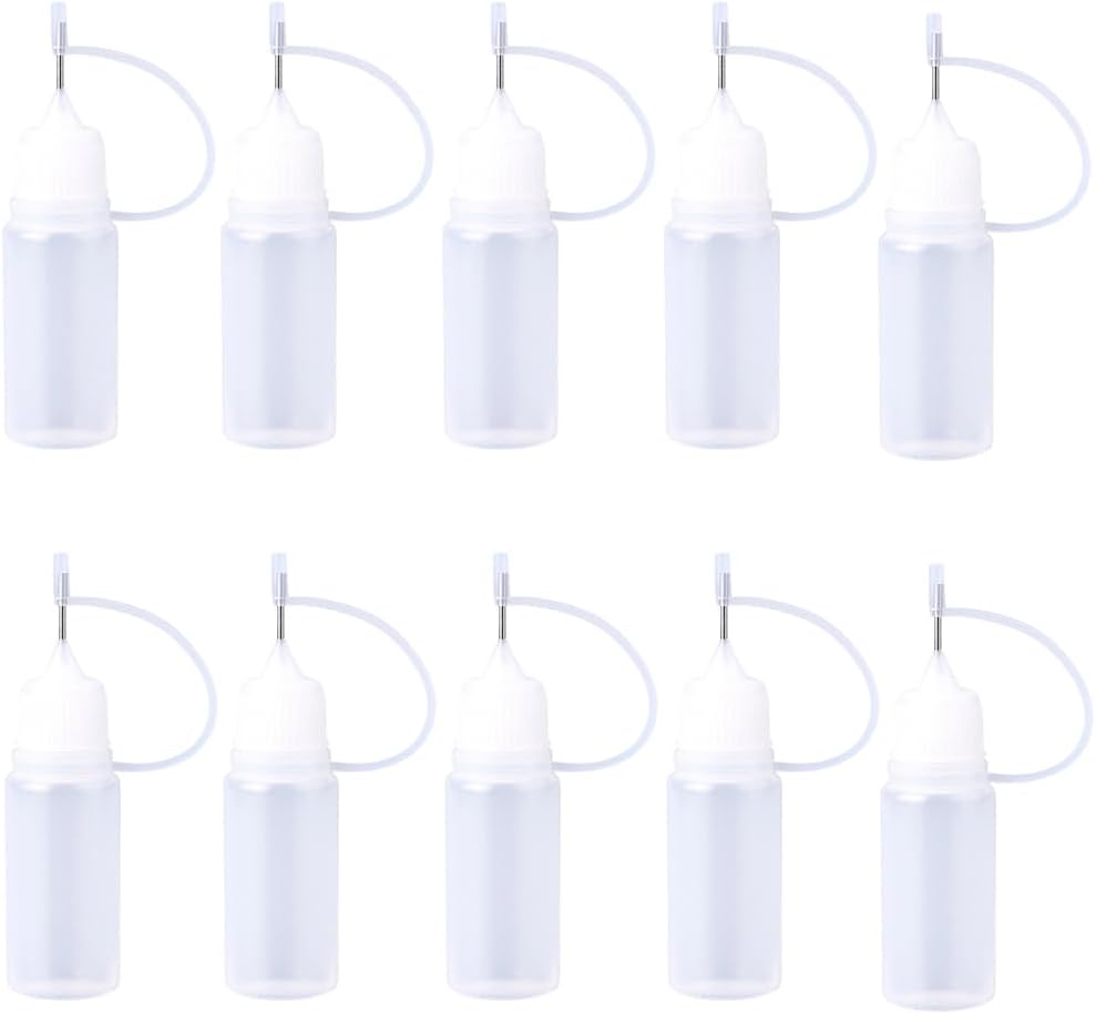 GORGECRAFT 10PCS 10ML Precision Needle Tip Applicator Bottle Translucent Plastic Squeeze Glue Dropper Bottles with Metal Fine Tip for Ink Liquid DIY Paper Quilling Craft Acrylic Painting (Orange)