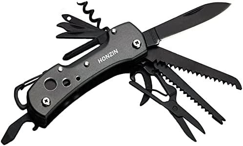 Swiss Small Pocket Knife, 15-in-1 Multitool for Camping, Hiking & EDC