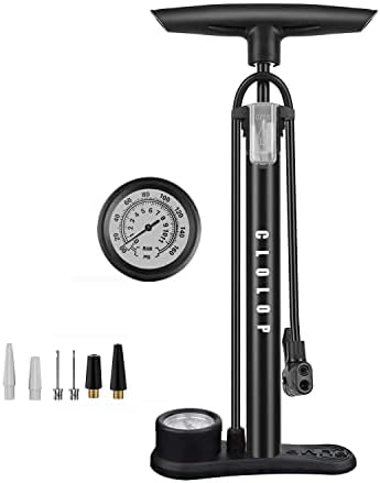 CLOLOP Bike Floor Pump with Gauge, Bike Tire Inflator, Air Pump, Bike Pump with Dual Presta & Schrader Valve Head, Bicycle Air Pump, Ball Pump for Road Bike, Mountain Bikes, Balls