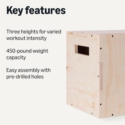 Amazon Basics Plyometric Jump Box, Plyo Box Jumps for Home Gym