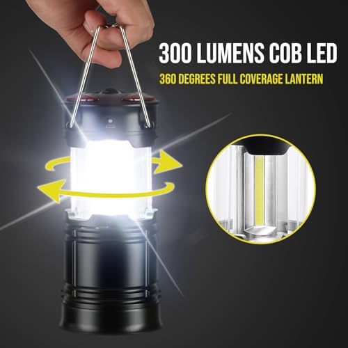 Lichamp 4 Pack Camping Lanterns Rechargeable and Battery Powered, E4BK