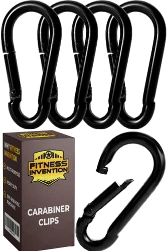 Black Carabiner 5 Pack - Heavy Duty Snap Hooks, Large Carabiner Clips
