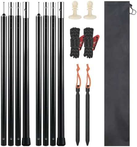 2-Pack Tarp Poles, Aluminum Telescoping Poles 78" for Camping Canopy & Tarp