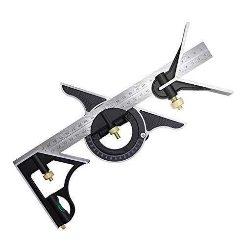 DUEBEL Combination Square - 12' Stainless Steel Multi-Function Carpentry Square with Right 90 Degree Angle Ruler