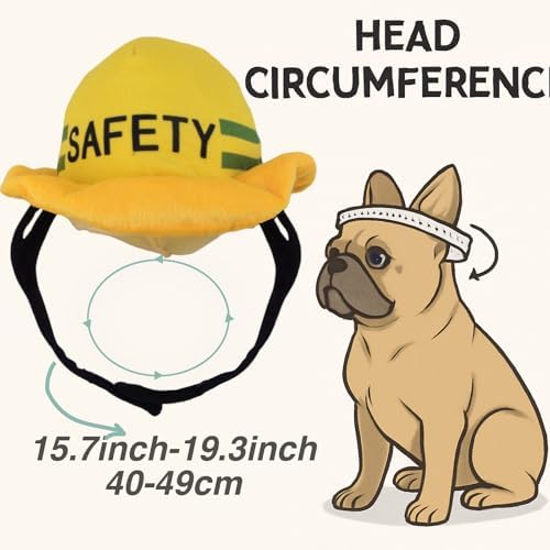 Funny Dog Costumes for Small Dogs Padded Safety Helmet Beanie hat,Warm Construction Style Cute Outdoor Workers hat for Dog Halloween Architect Costume