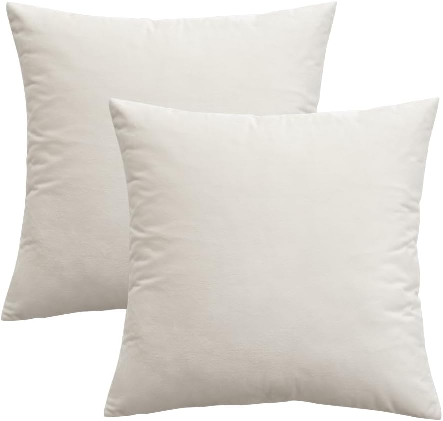MIULEE Velvet Throw Pillow Covers 18x18 Inch Pack of 2 Cream White