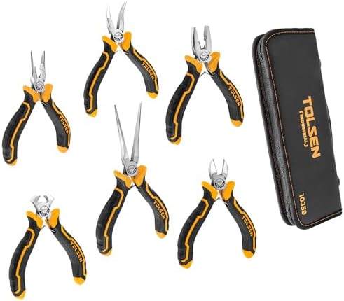 TOLSEN 6-Piece Mini Pliers Set, Small Needle Nose Pliers Set with Pouch