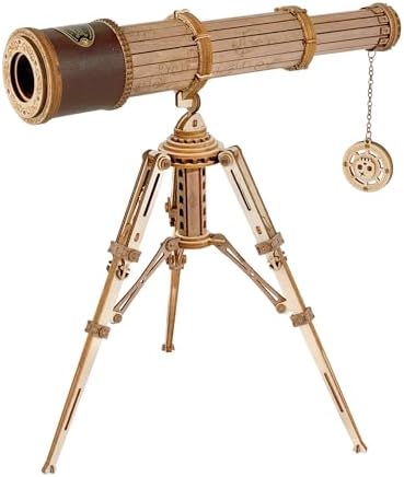 ROKR 3D Puzzles for Adults Wooden Telescope Building Model Kit with Tripod for Adults -3X Magnification Science Kit Gifts for Adult