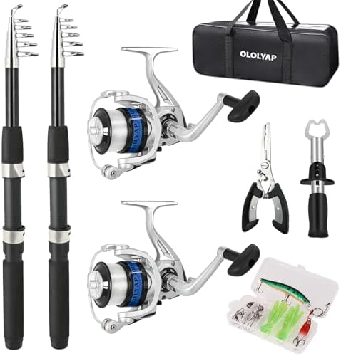 2PCS Fishing Rod and Reel Combo 6.9ft Telescopic Fishing Pole