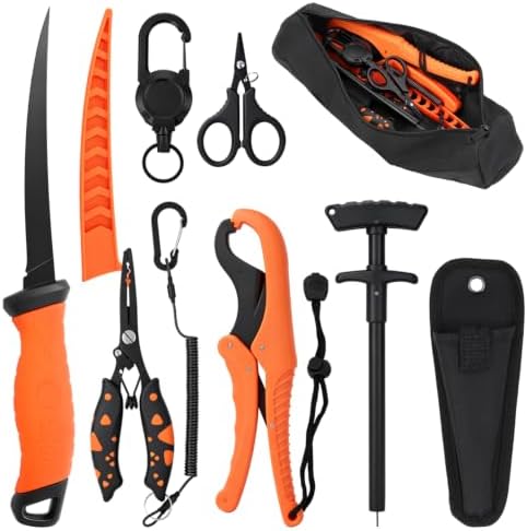 9PCS Fishing Tool Kit, Fishing Gear and Equipment, Fishing Gifts for Men