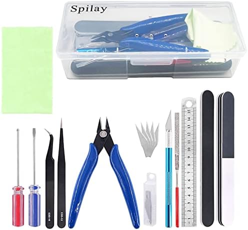 Spilay 16 Pcs Hobby Building Model DIY Tool Kit for Dollhouse Miniature