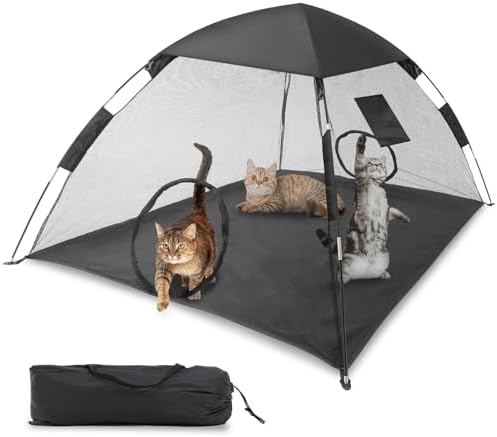 GEERTOP Portable Pet Tent for Cats Outdoor Camping Playpen Sunshade Cat Enclosures for Indoor Kittens Rabbits Guinea Pigs Small Animals Mesh House