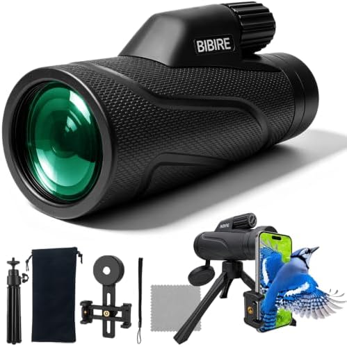 BIBIRE 12X42 Monocular Telescope for Adults High Powered Bird Watching