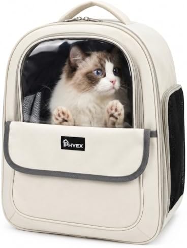Cat Backpack Carrier 15" L x 9.6" W x 13.6" H, Off-White