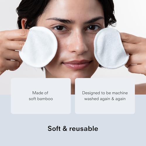 Public Goods Reusable Bamboo Cleansing Rounds | 14 Count Makeup Remover Pads with Cotton Mesh Wash Bag | Alternative to Disposable Cotton Rounds | Gentle, Machine Washable, Vegan Skincare Essential