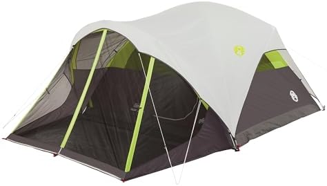 Coleman Steel Creek 6-Person Tent with Screened Porch & Integrated Rainfly, Weatherproof Tent with Screen Room Sets Up in Minutes, Fits Queen-Size Airbed
