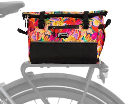 Po Campo Vernon MIK Bike Trunk Bag for Rear Rack - 15.7L Waterproof Bicycle Cargo Bag with MIK Click System - Roll Top - 10 Pockets – Reflective - Fits MIK Bike & E-Bike Racks