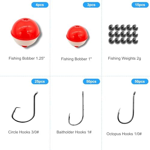 147PCS Fishing Tackle Kit with Fishing Bobbers, Fishing Hooks