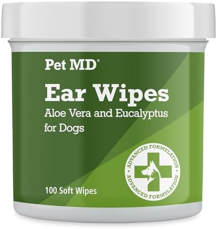 Pet MD Dog Ear Cleaning Wipes – Otic Cleanser for Dogs - 100 ct