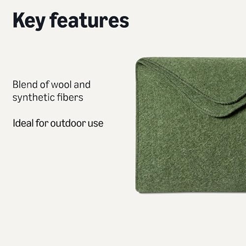 Amazon Basics Outdoor Camping Blanket, Military-Style Wool Blend, Camping Essentials