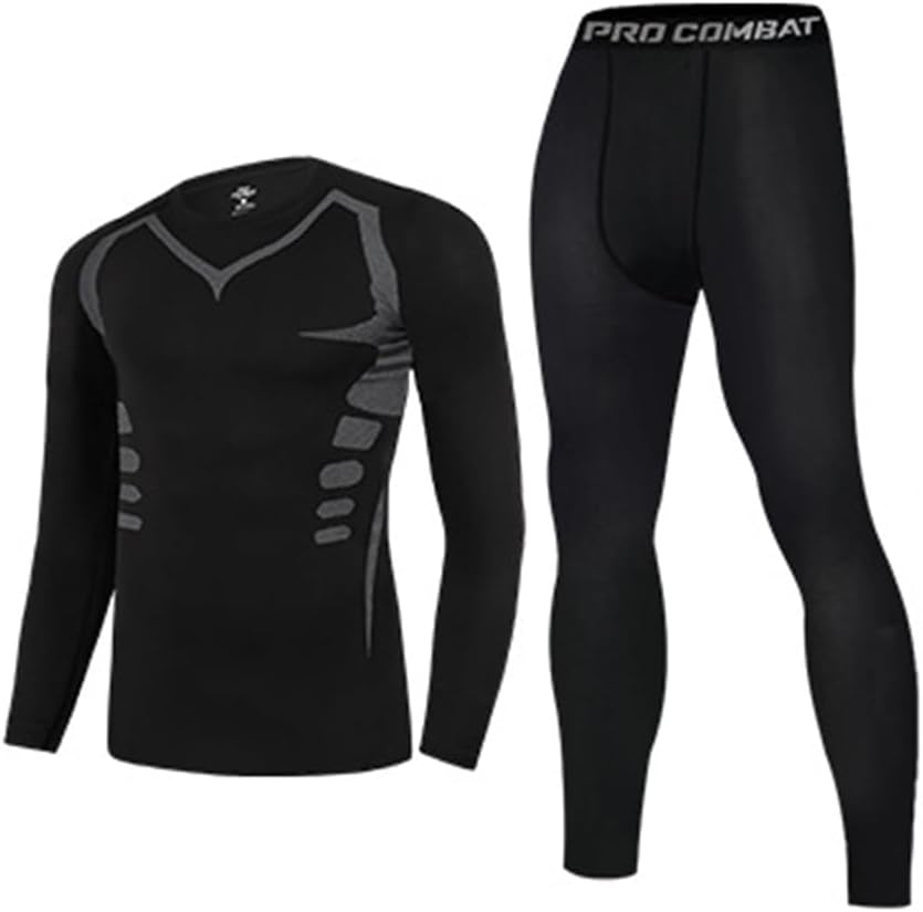 Men's fitness suit quick drying printed leggings long sleeved high stretch training pants sports two-piece set