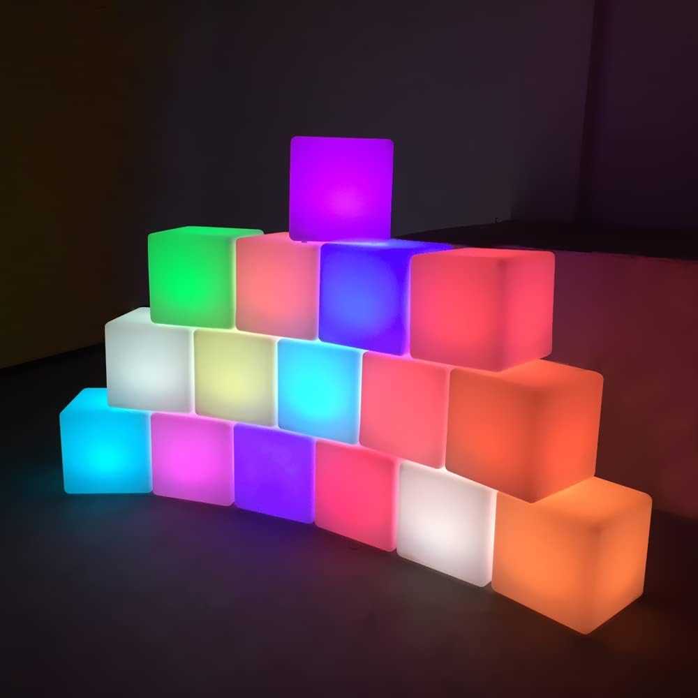 Mr.Go Rechargeable LED Color-Changing Light Cube 8-inch, Soothing Mood Lamp