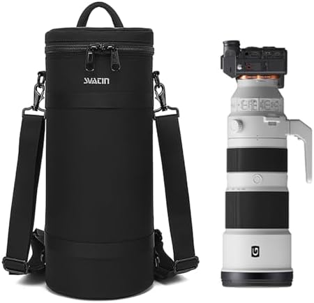 Large Camera Lens Case Bag,Barrel Shaped Shockproof Protective Padded Long Telephoto Lens Backpack Pouch Fits for SONY A7 FE200-600mm F5,6-6.3GOSS/Canon 70-200F2.8