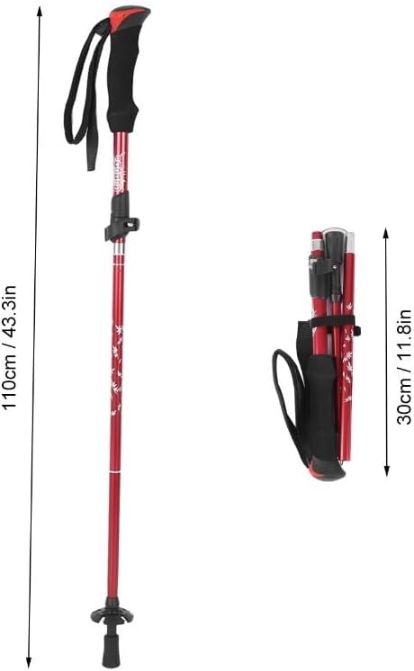 5-Section Collapsible Trekking Pole - Adjustable Aluminum Alloy Walking Stick for Climbing, Camping and Hiking, 110cm Folding Design with Anti-Shock and Non-Slip Grip