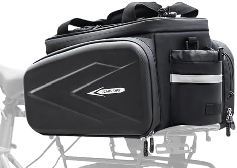 Bike Rack Bag, 20L EVA Hard Shell Insulated Cooler Bag, 3 in 1 Waterproof Expandable Bike Panniers Tin foil Insulation Bike Bag With Rain Cover for Commute Shopping Cycling Trip
