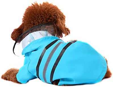 Wizland Reflective Dog Raincoat Dog Rain Jacket with Hood Lightweight Waterproof Rain Coat for Puppies (Blue XS)