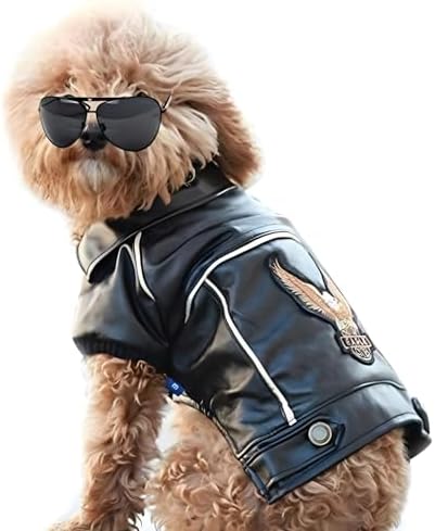 Dog Winter Coat Pu Leather Motorcycle Jacket for Dog Pet Clothes Leather Jacket, Waterproof(L)